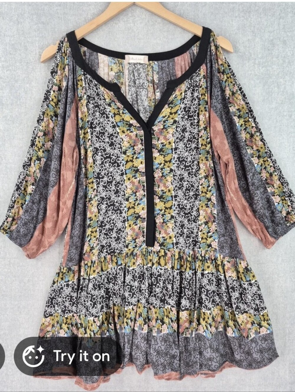 Altar'd State Hippie Boho Mixed Media Floral Western Dress Size Small